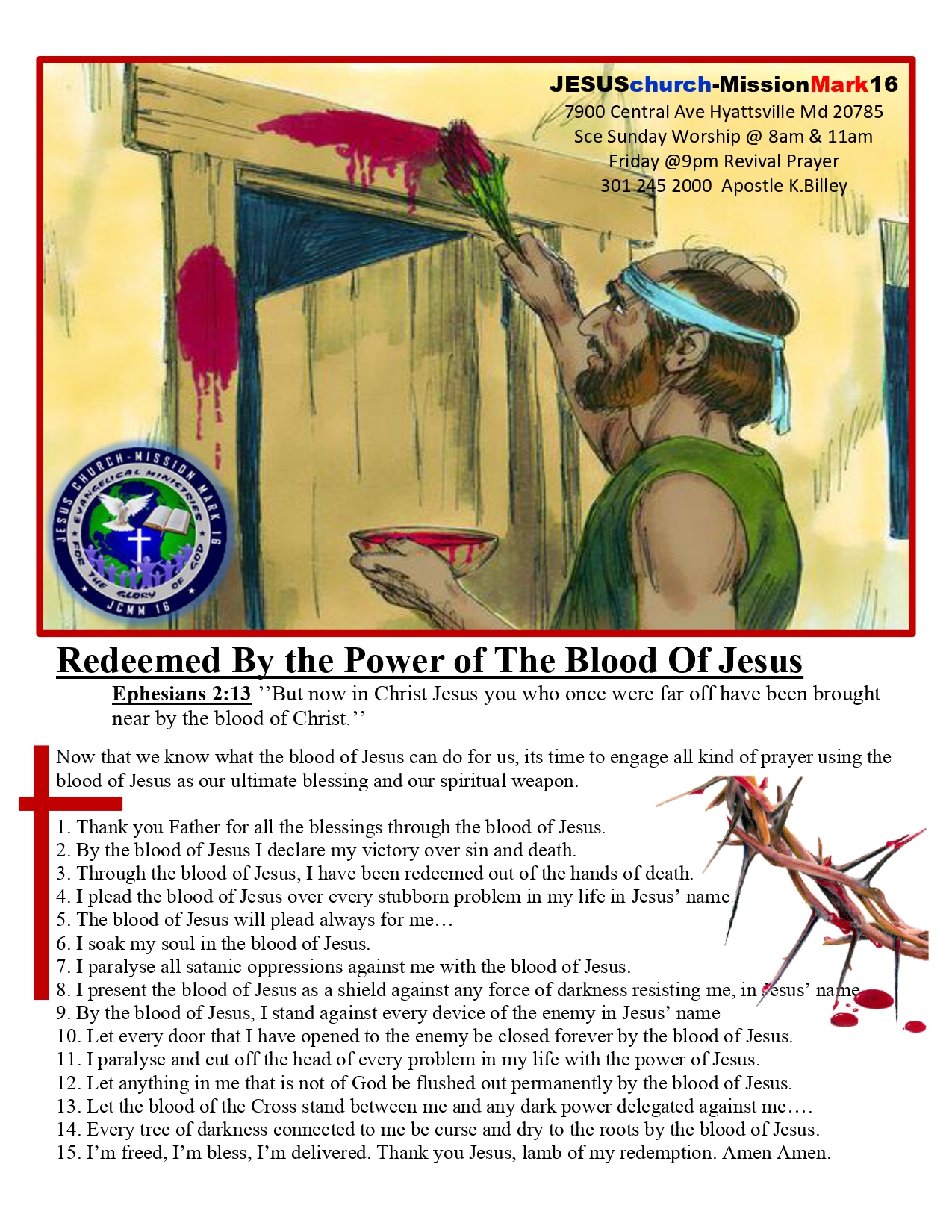 Redeemed by the power of the blood of Jesus JESUS Church Mission